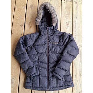 Columbia Womens Down Omni-Heat Insulated Hooded Puffer Jacket W/ Faux Fur Trim